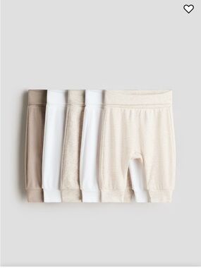 H&M Neutral and White Baby Foldover Pants Pack NWT